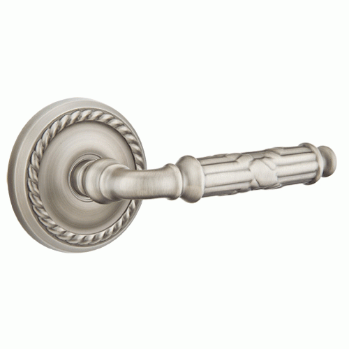 EMTEK Solid Brass Ribbon & Reed Lever With Rope Rosette