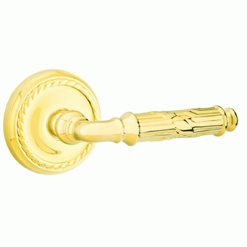 EMTEK Solid Brass Ribbon & Reed Lever With Rope Rosette