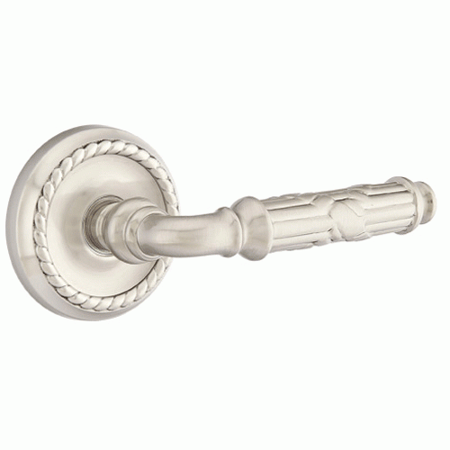 EMTEK Solid Brass Ribbon & Reed Lever With Rope Rosette