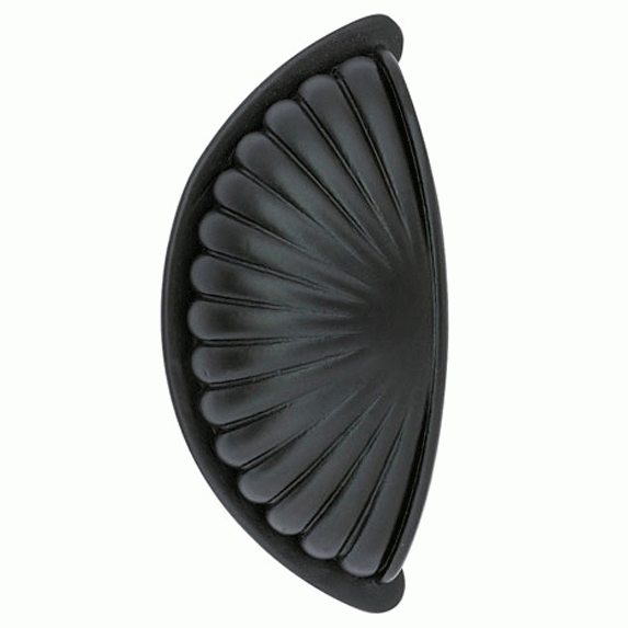 EMTEK 4 3/8 Inch (4 Inch c-c) Tuscany Bronze Fluted Bin Pull (Flat Black Finish)