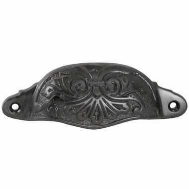 COPPER MOUNTAIN HARDWARE 4 3/8 Inch Overall (3 3/4 Inch c-c) Solid Brass Ornate Victorian Scroll Cup or Bin Pull (Oil Rubbed Bronze Finish)