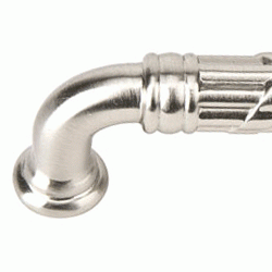 EMTEK 4 5/8 Inch (4 Inch c-c) Solid Brass Ribbon & Reed Fixed Pull - Estate (Brushed Nickel Finish)