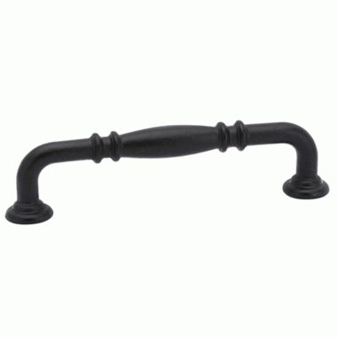 EMTEK 4 5/8 Inch (4 Inch c-c) Tuscany Bronze Ribbed Pull Matte Black Finish