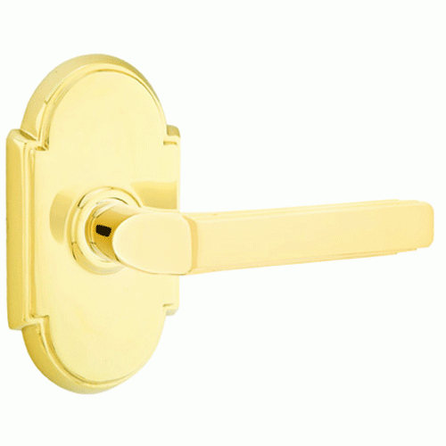 EMTEK Solid Brass Milano Lever With # 8 Rosette