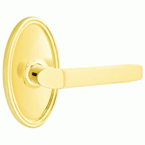 EMTEK Solid Brass Milano Lever With Oval Rosette