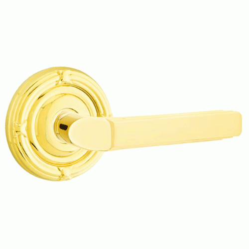 EMTEK Solid Brass Milano Lever With Ribbon & Reed Rosette