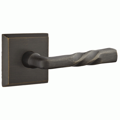 EMTEK Solid Brass Sandcast Montrose Lever With Square Rosette