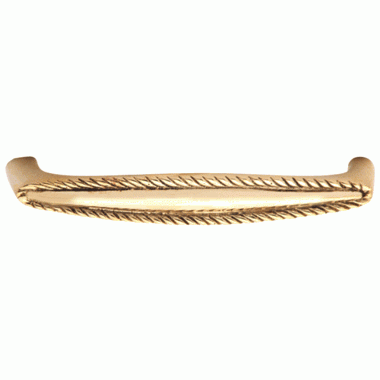 COPPER MOUNTAIN HARDWARE 4 Inch Overall (3 3/4 Inch c-c) Solid Brass Georgian Roped Style Pull (Lacquered Brass Finish)