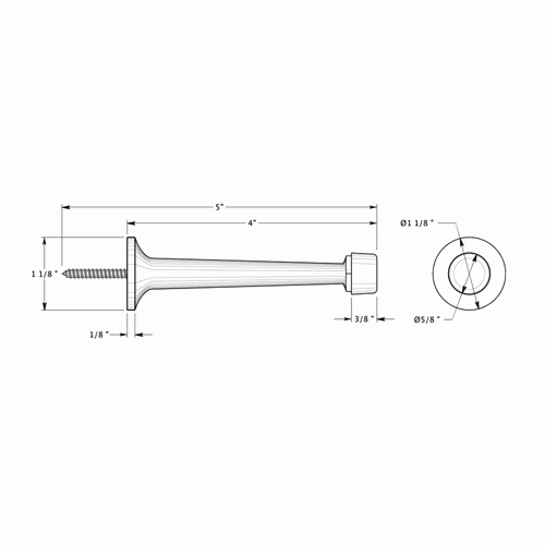 DELTANA 4 Inch Solid Brass Baseboard Door Bumper (Antique Brass Finish)