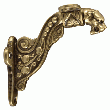 4 Inch Solid Brass Lost Cast Wax Lion Head Stair Rail Bracket (Antique Brass) COPPER MOUNTAIN HARDWARE