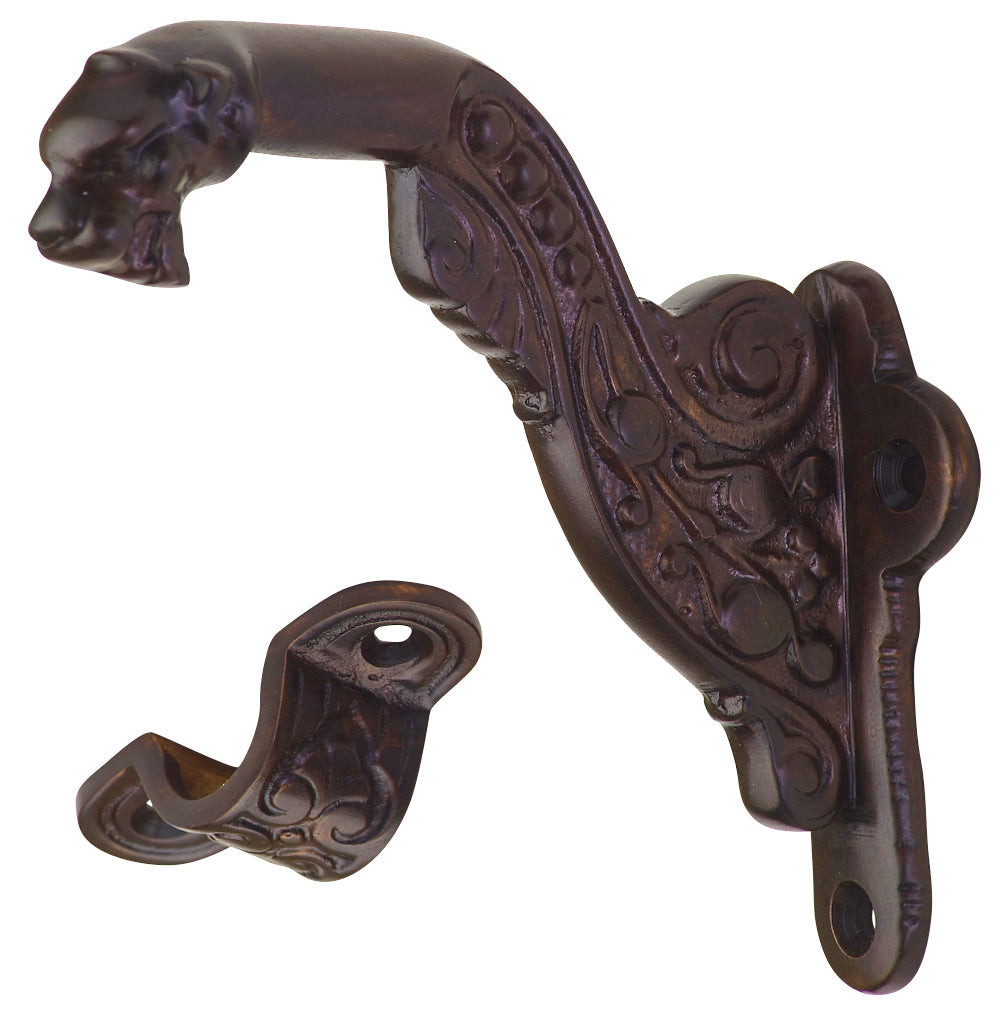 4 Inch Solid Brass Lost Cast Wax Lion Head Stair Rail Bracket (Several Finishes Available) COPPER MOUNTAIN HARDWARE