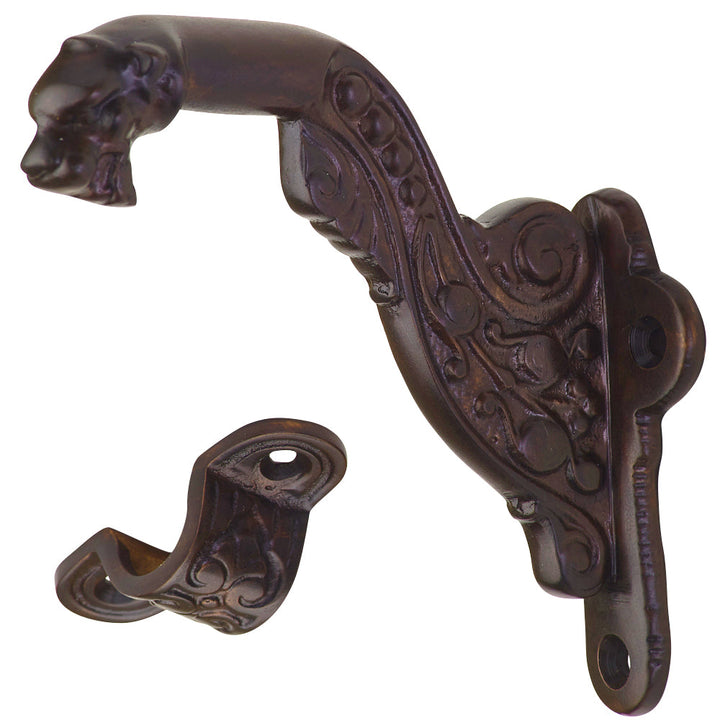 4 Inch Solid Brass Lost Cast Wax Lion Head Stair Rail Bracket (Several Finishes Available) COPPER MOUNTAIN HARDWARE