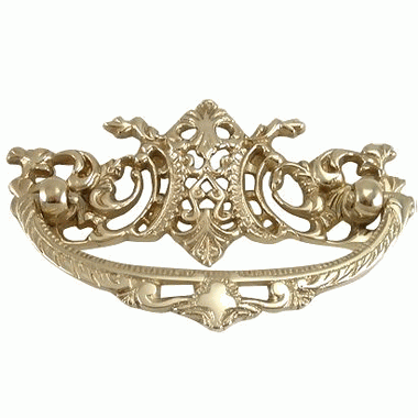 COPPER MOUNTAIN HARDWARE 4 Inch Solid Brass Ornate Baroque / Rococo Bail Pull (Polished Brass Finish)