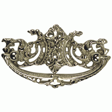 COPPER MOUNTAIN HARDWARE 4 Inch Overall (3 Inch c-c) Solid Brass Baroque / Rococo Bail Pull (Polished Nickel Finish)