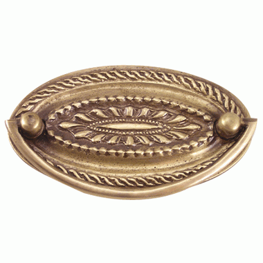 COPPER MOUNTAIN HARDWARE 4 Inch Solid Brass Oval Drop Style Pull (Antique Brass Finish)