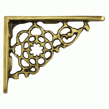 COPPER MOUNTAIN HARDWARE 4 Inch Solid Brass Star Shape Shelf Bracket (Antique Brass)