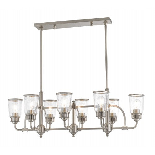 8 Light Brushed Nickel Linear Chandelier Livex