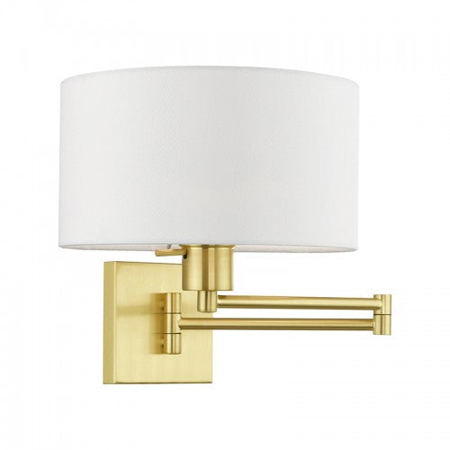 1 Light Satin Brass Swing Arm Wall Lamp Livex