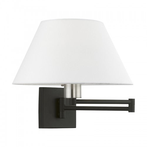 1 Light Black with Brushed Nickel Accent Swing Arm Wall Lamp Livex