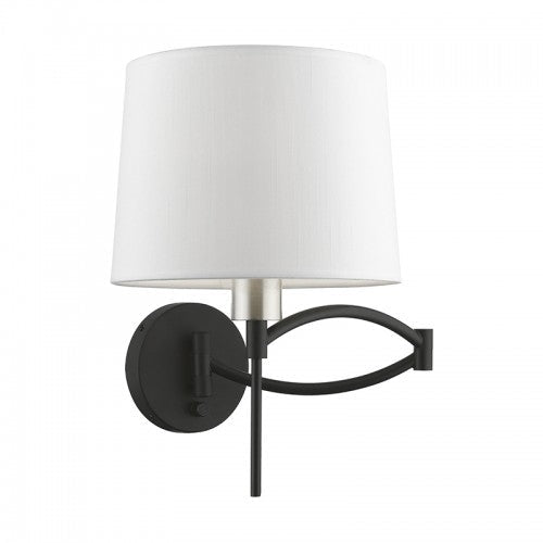 1 Light Black with Brushed Nickel Accent Swing Arm Wall Lamp Livex