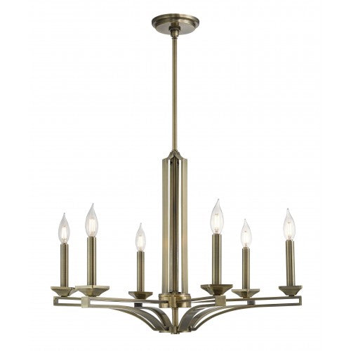 6 Light Antique Brass Chandelier Livex