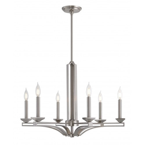 6 Light Brushed Nickel Chandelier Livex