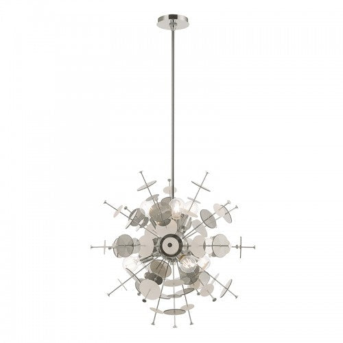 6 Light Polished Chrome Pendant Chandelier Livex