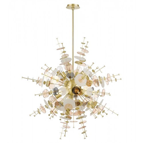 8 Light Satin Brass Large Pendant Chandelier Livex