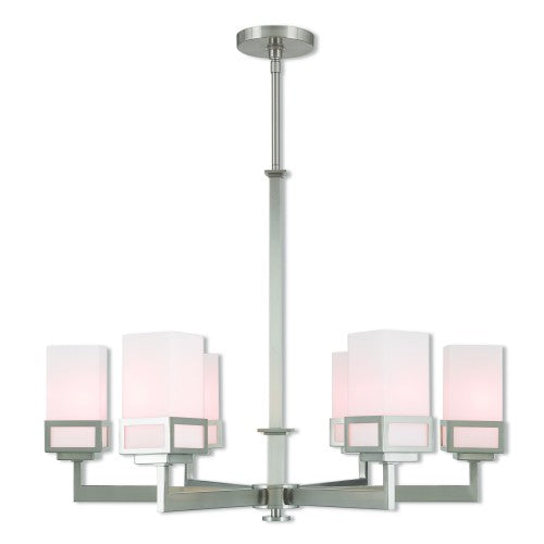 6 Light Brushed Nickel Chandelier Livex