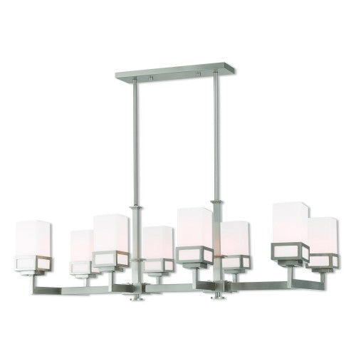 8 Light Brushed Nickel Linear Chandelier Livex