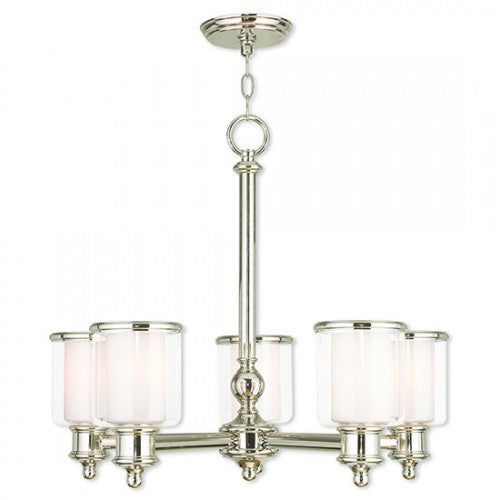 5 Light Polished Nickel Chandelier Livex