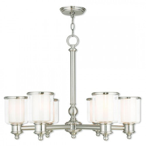 6 Light Brushed Nickel Chandelier Livex