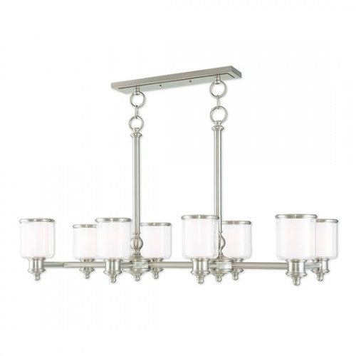 8 Light Brushed Nickel Linear Chandelier Livex