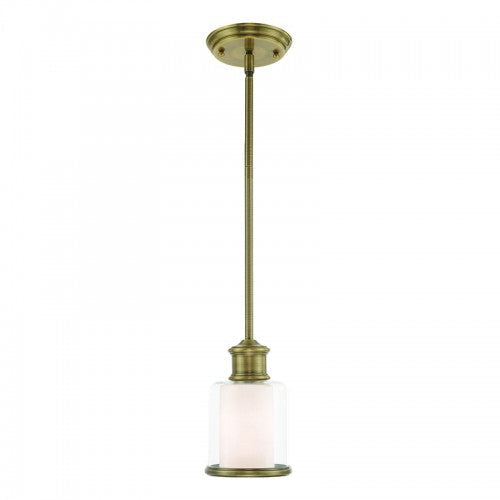 1 Light Antique Brass Single Pendant Livex