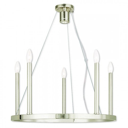 6 Light Polished Nickel Chandelier Livex