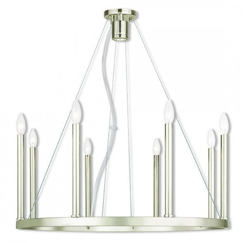 9 Light Polished Nickel Chandelier Livex