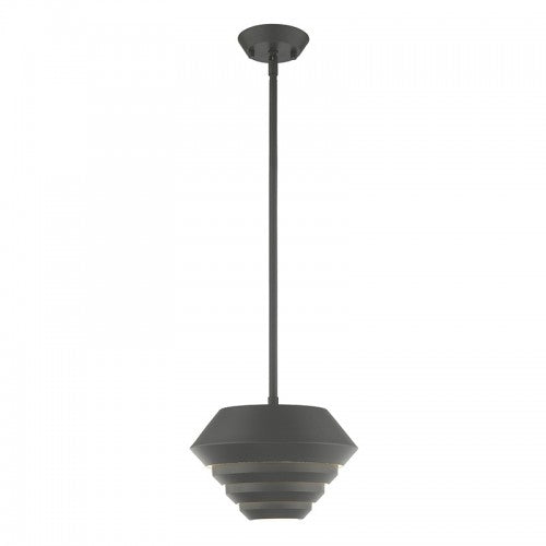 1 Light Scandinavian Gray Single Pendant Livex