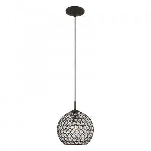 1 Light Black Single Pendant Livex