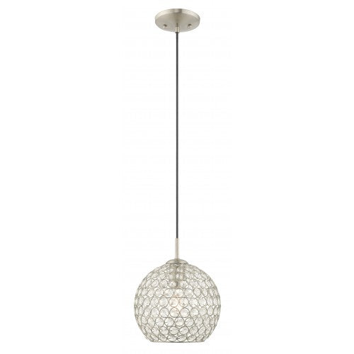 1 Light Brushed Nickel Single Pendant Livex