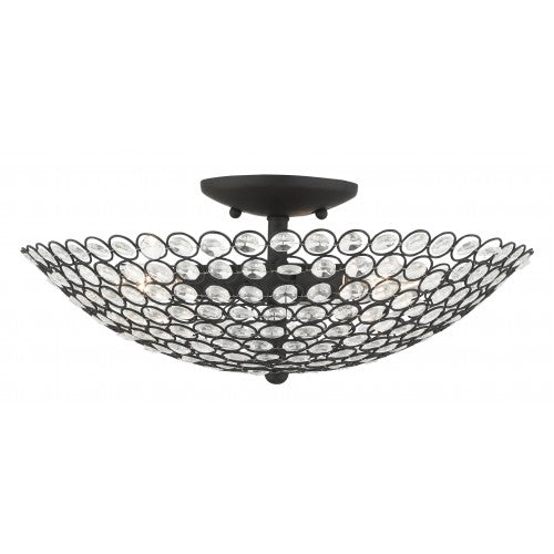 3 Light Black Semi Flush Livex