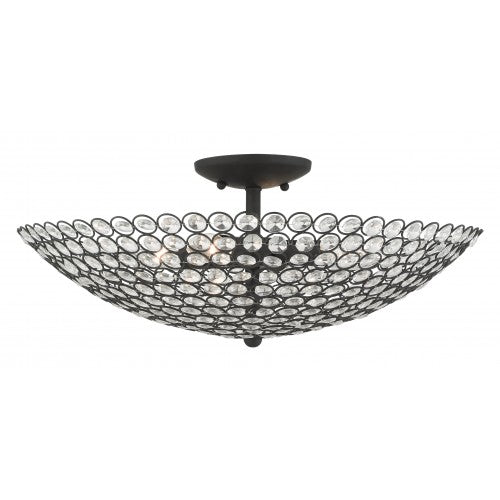 4 Light Black Semi Flush Livex