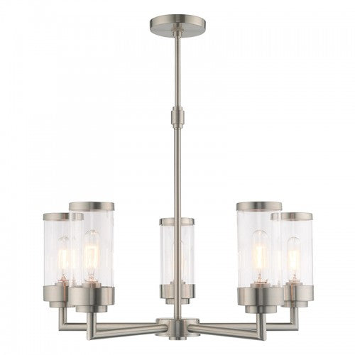 5 Light Brushed Nickel Chandelier Livex