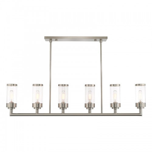 6 Light Brushed Nickel Linear Chandelier Livex