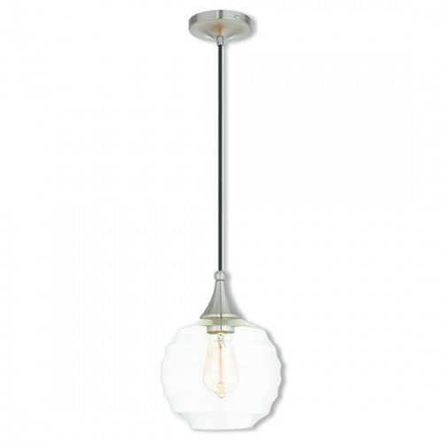 1 Light Brushed Nickel Single Pendant Livex