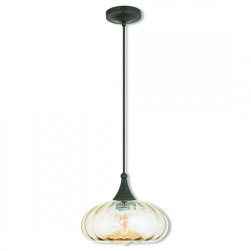 1 Light English Bronze Single Pendant Livex