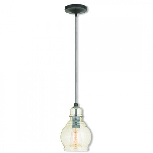 1 Light English Bronze Single Pendant Livex