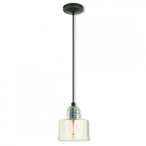 1 Light English Bronze Single Pendant Livex