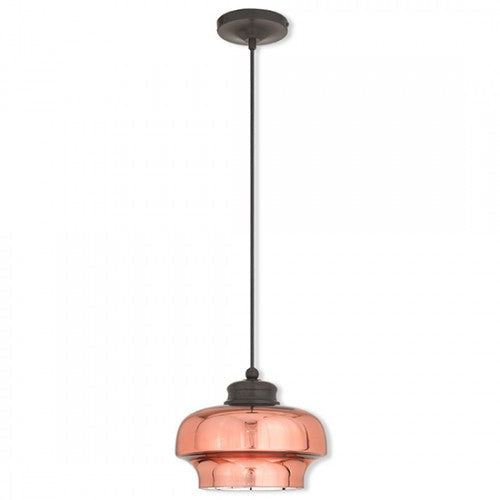 1 Light English Bronze Single Pendant Livex