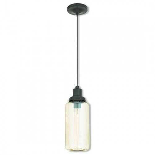 1 Light English Bronze Single Pendant Livex