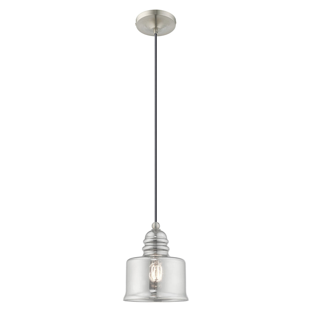 1 Light Brushed Nickel Single Pendant Livex